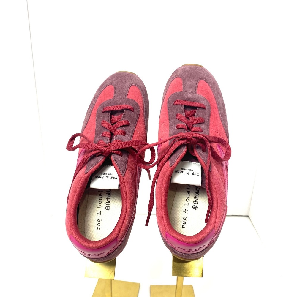 Rag & Bone Retro Runner Suede Sneakers Pink Burgundy Low Top Trainers